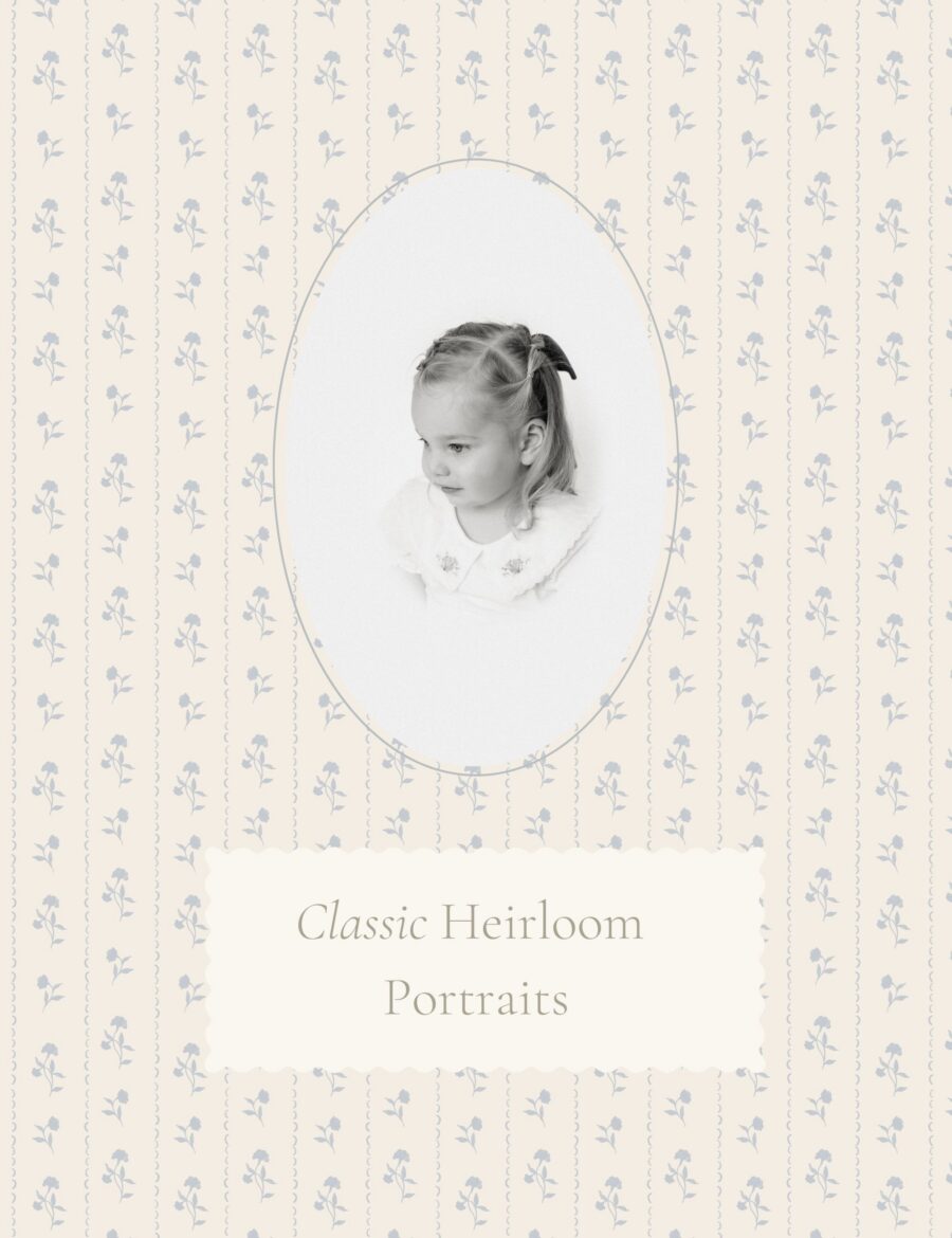 Heirloom portrait of little girl in floral collared blouse in Orange County California